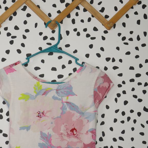 Gap White Floral Print Linen Blend Girls A-Line Dress - Picture 2 of 6